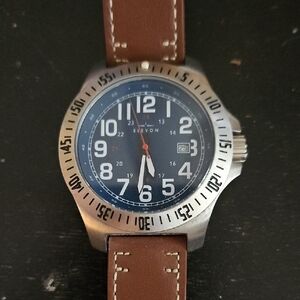 Elevon Aviatot Brown Leather Strap Watch with Blue Dial